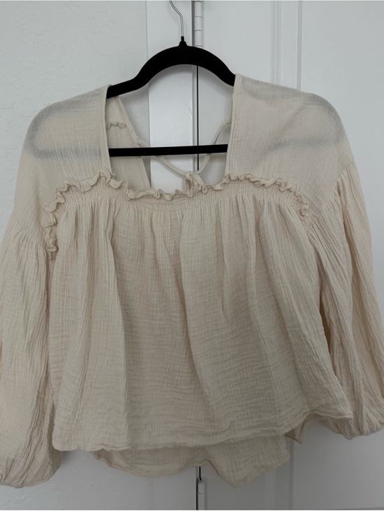 Neuflora Tops - Boho Cream Gauze Peasant Blouse - Lightweight Women's Top